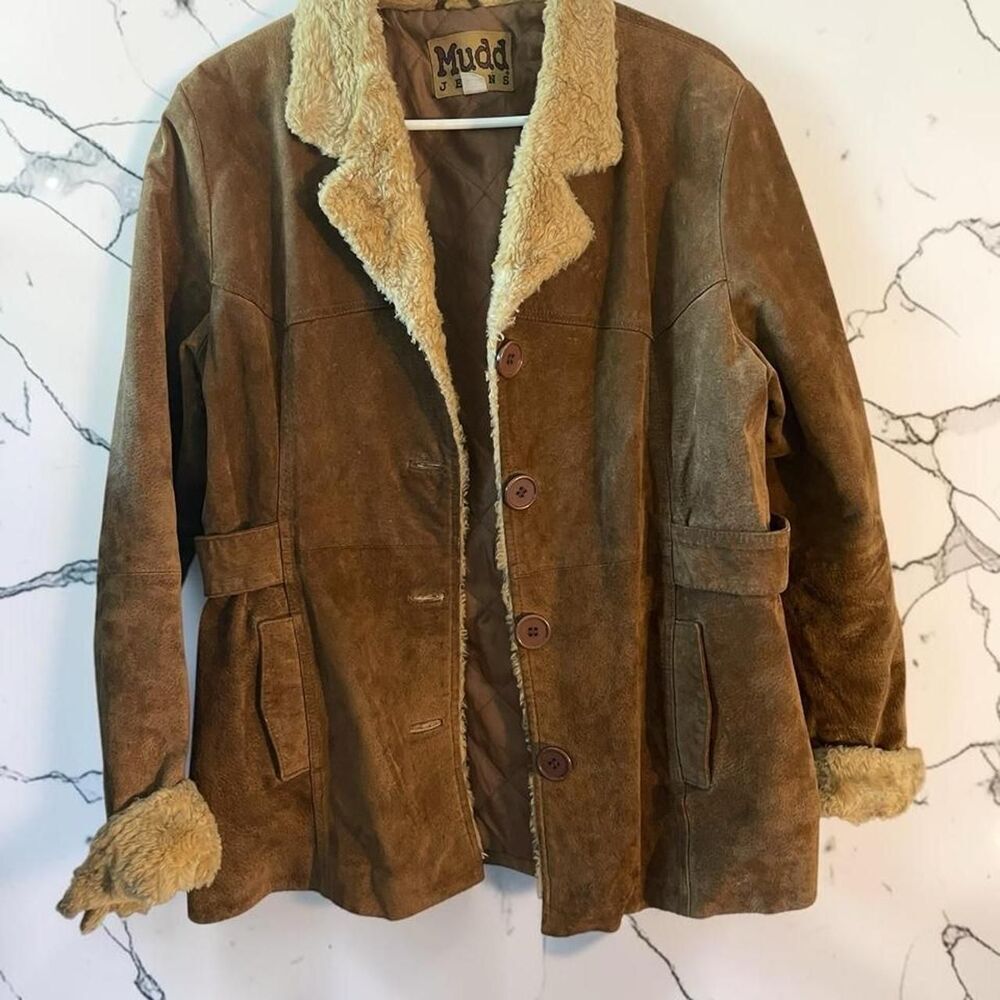 Mudd Jeans XL Brown Faux Suede Penny Lane Jacket Y2K Bratz Boho Coat XL - Picture 4 of 8